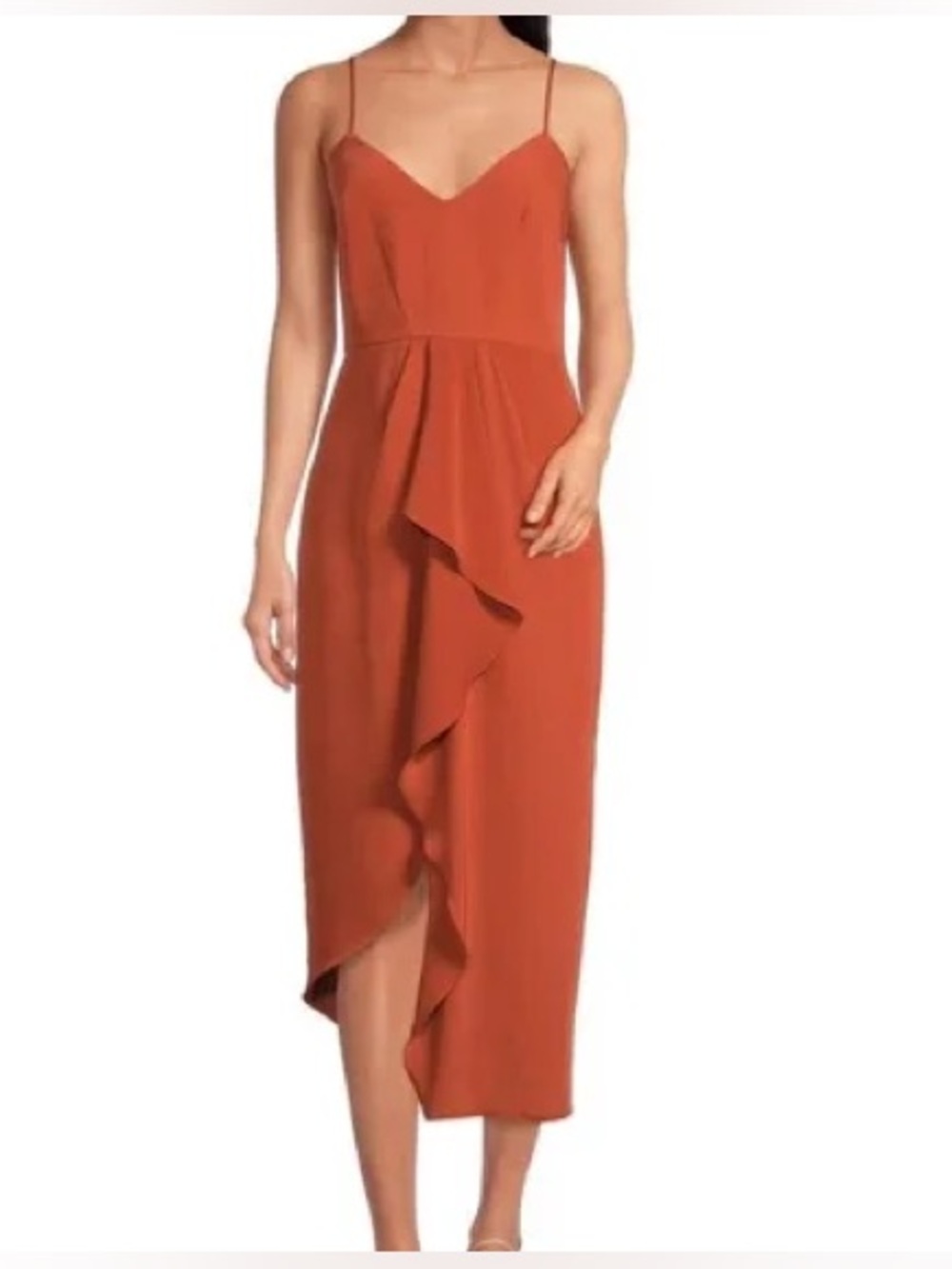 Gianni Bini Monique spaghetti strap asymmetrical ruffle dress